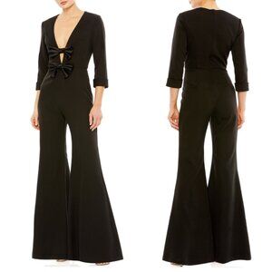 Mac Duggal Ieena Flare Leg Bow Jumpsuit NWT in Black 0